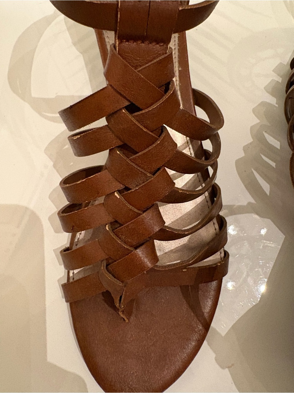 Elle Brown Strappy Gladiator Sandals - Picture 4 of 9